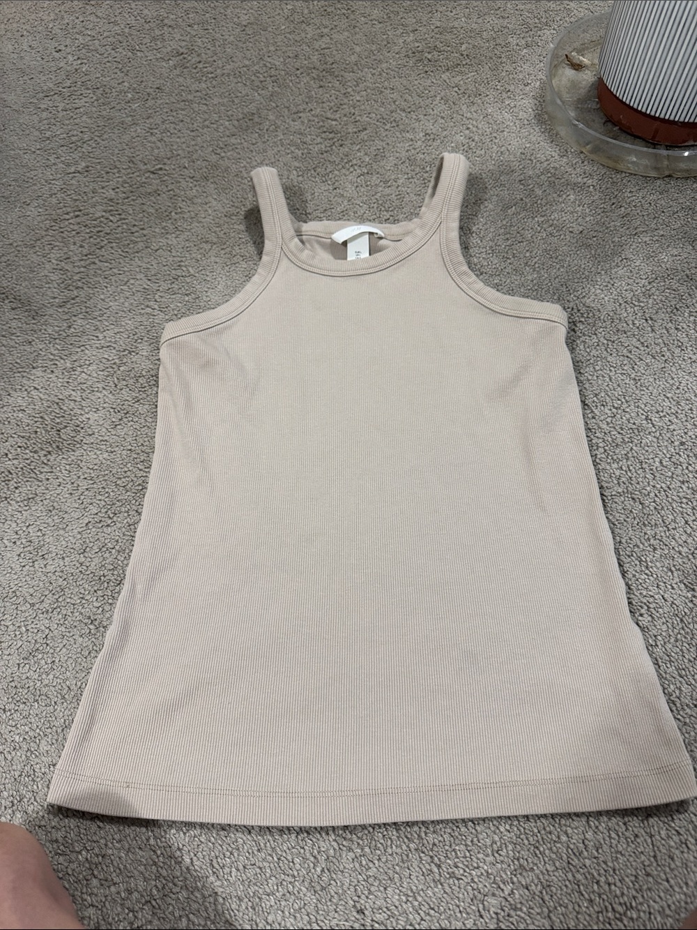 H&M Ribbed Tank Top in Light Beige - Picture 1 of 3